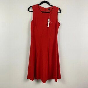 Ann Taylor Fit & Flare Dress Size 4 Red Sleeveless Knee Length